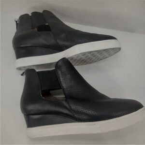 Paolo Black Perforated Wedges with White Sole